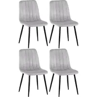 CLP - Ensemble de 4 chaises Dijon avec dossier, couleur gris, revêtement en velours