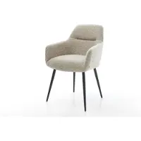 DELIFE Chaise-de-salle-à-manger Pejo-Flex tissu tissé doux beige 4 pieds coniques noir resorts ensachés