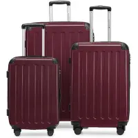 Hauptstadtkoffer - Alex - Koffer-Set 3-teilig, Rollkoffer Trolleys 4 Rollen mit Erweiterung, Handgepäck und Check-In Gepäck für jede Reiseart, TSA,Burgund