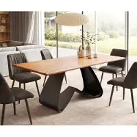 DELIFE Table à manger Edge 200x100 Acacia Nature Cadre en W Métal Noir Live-Edge