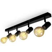 B.K.Licht Plafonnier 4 spots design rétro Vintage douilles E27 spots plafond salon salle à manger couloir