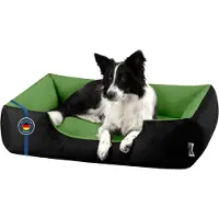 BedDog Lit pour chien LUPI, canapé pour chien, coussin lavable, GREEN-FIELD (noir/vert), (XL) env. 100 x 85 x 23 cm