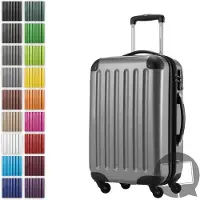 Hauptstadtkoffer Alex - Valise bagage à main avec extension trolley cabine 4 roulettes, bagage à bord pour chaque compagnie aérienne, trolley de voyage taille S coque dure brillante, 55 cm, 42 litres,Argent