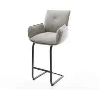 DELIFE Chaise-de-bar Nela-Flex Tissu structuré doux Gris Pied cantilever plat noir Noir