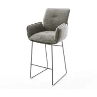 DELIFE Chaise-de-bar Nela-Flex Bouclé doux Boue Pied trapèze noir Noir
