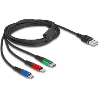 DeLOCK Câble de charge USB 3en1 pour Lightning/Micro-USB/USB C 2m