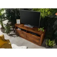 MASSIVMOEBEL24.DE MASSIVMOEBEL24 | Meuble TV Sheesham 130x40x58, bois ciré aspect noyer, TORONTO #219