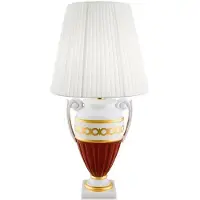Casa Padrino Baroque Lampe de table Blanc / Rouge / Or Ø 40 x H. 75 cm - Lampe de salon en céramique de style baroque