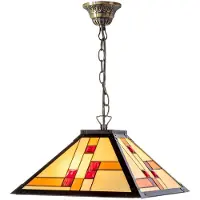 Casa Padrino Luxe Tiffany Lampe à suspendre Noir / Multicolore 50 x 50 cm - Lampe à suspendre faite à la main à partir de 64 pièces