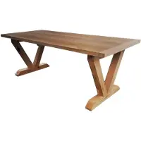 Casa Padrino Table de salle à manger de luxe en bois massif - Chêne - 200 cm x 100 cm x H78 cm - Finition lourde