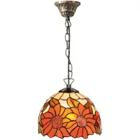 Casa Padrino Luxe Tiffany Suspension Tournesol Orange / Multicolore Ø 20 x H. 78 cm - Suspension faite à la main de 135 pièces
