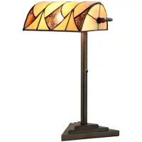 Casa Padrino Luxus Tiffany Lampe de Table Noir / Jaune 22 x 14,5 x H. 42 cm - Lampe de Bureau
