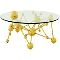 Casa Padrino Luxe Table basse en acier inoxydable / verre doré Astronomy - Art Déco Table de salon