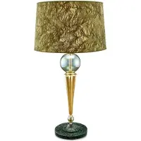 Casa Padrino Luxus Tischlampe Gold / Grün Ø 38 x H. 71 cm - Lampe de table ronde avec boules en verre de cristal et pied en marbre - Qualité de luxe