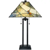 Casa Padrino Luxe Lampe de Table Tiffany Multicolore / Noir 45 x 45 x H. 75 cm - Lampe de Table de Luxe