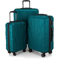 Suitline - Set de 3 valises valise à roulettes valise rigide 4 roulettes trolley bagage à main et bagage à main valise extensible Travel Luggage Set de bagages Hardcase ABS, TSA,Aquagrün