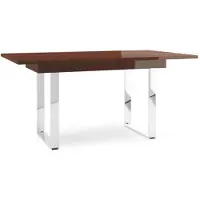 Casa Padrino Luxe Table de salle à manger Brillant Marron / Argent 160-220 x 90 x H. 77 cm - Table de cuisine moderne à rallonges
