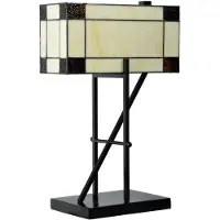 Casa Padrino Lampe de table de luxe Tiffany Beige / Noir 35 x 21 x H. 54 cm - Lampe de table d'hôtel et de restaurant