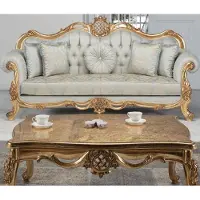 Casa Padrino Luxe Table basse baroque or antique 118 x 87 x H. 50 cm - Table de salon en bois massif - Meubles de style baroque