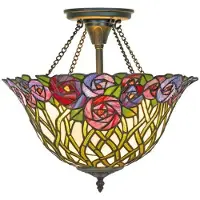 Casa Padrino Lustre Tiffany , en verre mosaïque multicolore, diamètre 40 cm - Suspension de style baroque