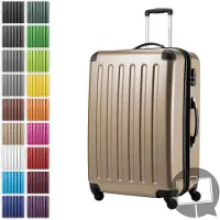 Hauptstadtkoffer Alex - Grande valise rigide pour bagages enregistrés avec extension Trolley Valise à roulettes Check-In Valise de voyage XL 75 cm, 119 L, 4 roulettes, brillant,Champagne