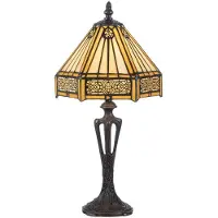 Casa Padrino Lampe de table de luxe Tiffany Jaune / Noir 20 x 20 x H. 40 cm - Lampe de bureau élégante - Accessoires déco