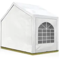 TOOLPORT Tente de réception 4x2 m, toile de haute qualité env. 450 N PE blanc construction en acier galvanisé avec raccordement par vissage