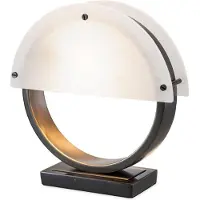 Casa Padrino Lampe de bureau design bronze / albâtre 30 x 10 x H. 30,5 cm - Lampe de bureau moderne avec socle en marbre et 2 abat-jours semi-circulaires en albâtre - Luminaires design
