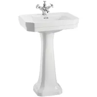 Casa Padrino Lavabo en porcelaine de luxe , style Art Déco, blanc, avec base, dimensions : 56 x 47 x hauteur 90 cm