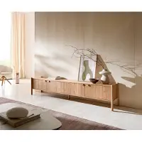 DELIFE Meuble-TV Caius 220 cm acacia aura 4 portes