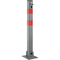 Relaxdays 2 poteaux de barrière carrés, barrière de parking rabattable, avec bandes de signalisation, 3 clés, H x l x P : 65 x 15 x 13 cm, anthracite-rouge