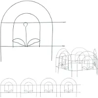 Relaxdays Clôture de parterre de 20 éléments, bordure de parterre pour jardin, clôture décorative en métal, à enfoncer, clôture d'ornement, H x L : 34,5 x 980 cm, vert
