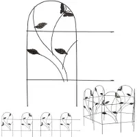 Relaxdays Clôture de parterre 10 pièces, bordure de parterre pour jardin, clôture décorative en métal, motif papillon, H x L : 46 x 500 cm, clôture décorative, noire