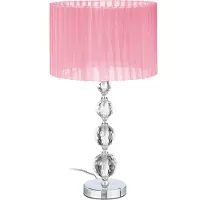 Relaxdays Lampe de table , lampe de chevet au design cristallin, H x P : 54 x 29,5 cm, douille E27, lampe de table avec abat-jour, rose