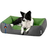 BedDog Lupi Lit Pour Chien, Panier Corbeille, Coussin De Chien [L Env. 80x65cm, Green-Rock (Gris/Vert)]