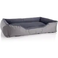 BedDog Lit Pour Chien Teddy,Canapé,Coussin, Panier Corbeille Lavable Avec Bordure [Xxl Env. 120x85cm, Rock-Flow (Gris/Gris)]