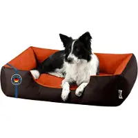 BedDog Lupi Lit Pour Chien, Panier Corbeille, Coussin De Chien [Xl Env. 100x85cm, Sunset (Brun/Orange)]