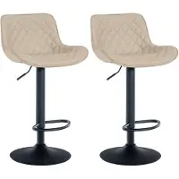 CLP lot de 2 tabourets de bar Minosa, couleur:crème, Matériau de base:Similicuir