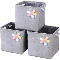 OEM Boîtes de rangement carrées pliables à 3 compartiments opposés, rembourrées, avec poignée, en gris