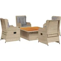 Syfax Salon de jardin avec coussins 5 pcs beige résine tressée