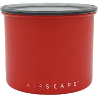 Planetary Design Airscape boîte à café en acier inoxydable, récipient de conservation des aliments, couvercle hermétique breveté, expulse l'air en excès, garde les aliments frais (petit, rouge mat)