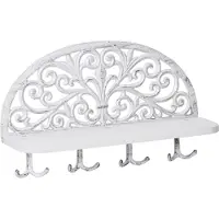 Relaxdays Porte-manteaux mural, 4 crochets