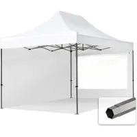 TOOLPORT 3x4,5 m Tonnelle pliante Acier, PES 750, côtés panoramiques, blanc