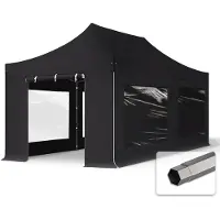 TOOLPORT 3x6 m Tonnelle pliante Acier, PVC 800, côtés panoramiques, noir