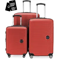 Hauptstadtkoffer MITTE - Set de bagages 3 tailles de valises + étiquette numérique pour bagages, valises à roulettes avec extension XL, set de valises pour bagages enregistrés, rouge
