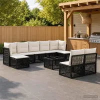 Prolenta Maison Exclusive - Ensemble de canapés de jardin, 10 pièces, 9 places, noir, en résine tressée (poly-rattan)