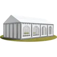 TOOLPORT Tente Barnum de Réception 4x8 m Bâches PVC 750 N gris-blanc Cadre de Sol Jardin