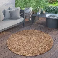 Paco Home Tapis d'intérieur et d'extérieur, tissage plat, uni, moderne, résistant aux intempéries, pour terrasse ou cuisine Motif uni Dimensions 160 cm rond