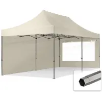 TOOLPORT 3x6 m Tonnelle pliante Acier, PES 750, côtés panoramiques, crème