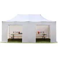 TOOLPORT 3x6 m Tonnelle pliante Acier, PES 750, côtés sans fenÃªtre, blanc